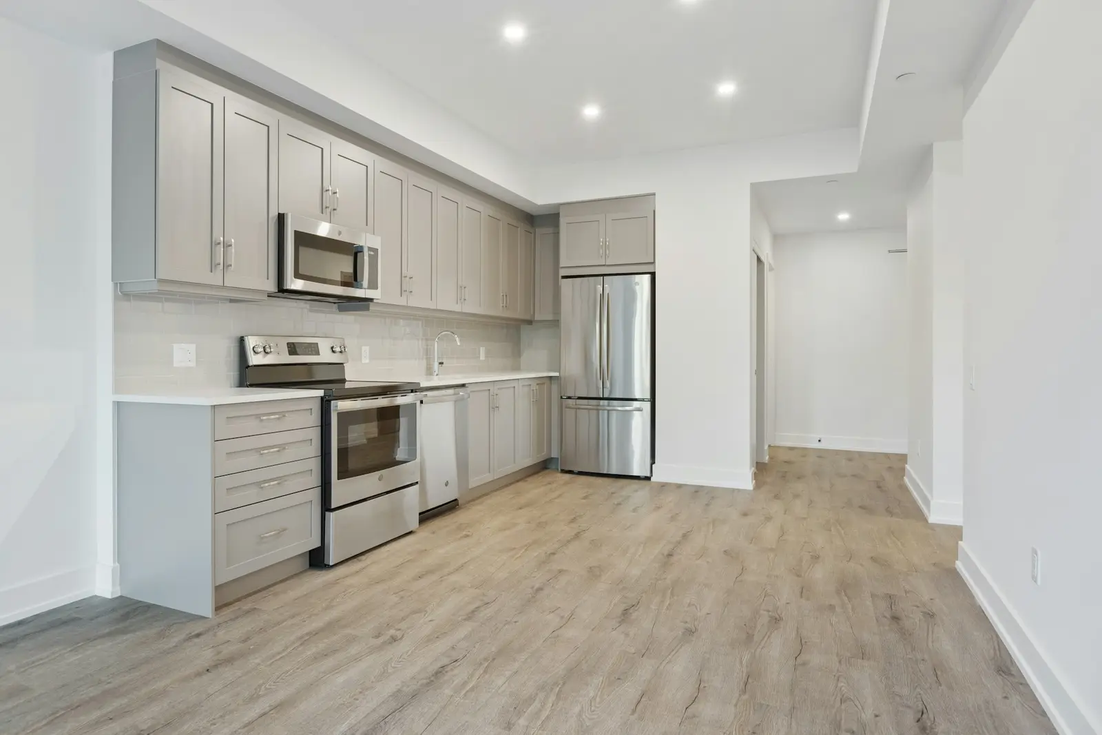 Newly finished kitchen with new cabinets and fresh paint